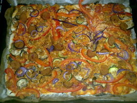 Pizza de chorizo vegano