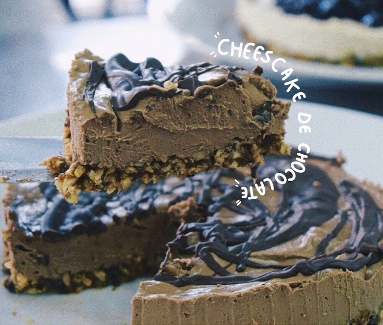 Cheescake vegano de chocolate y mantequilla de maní 