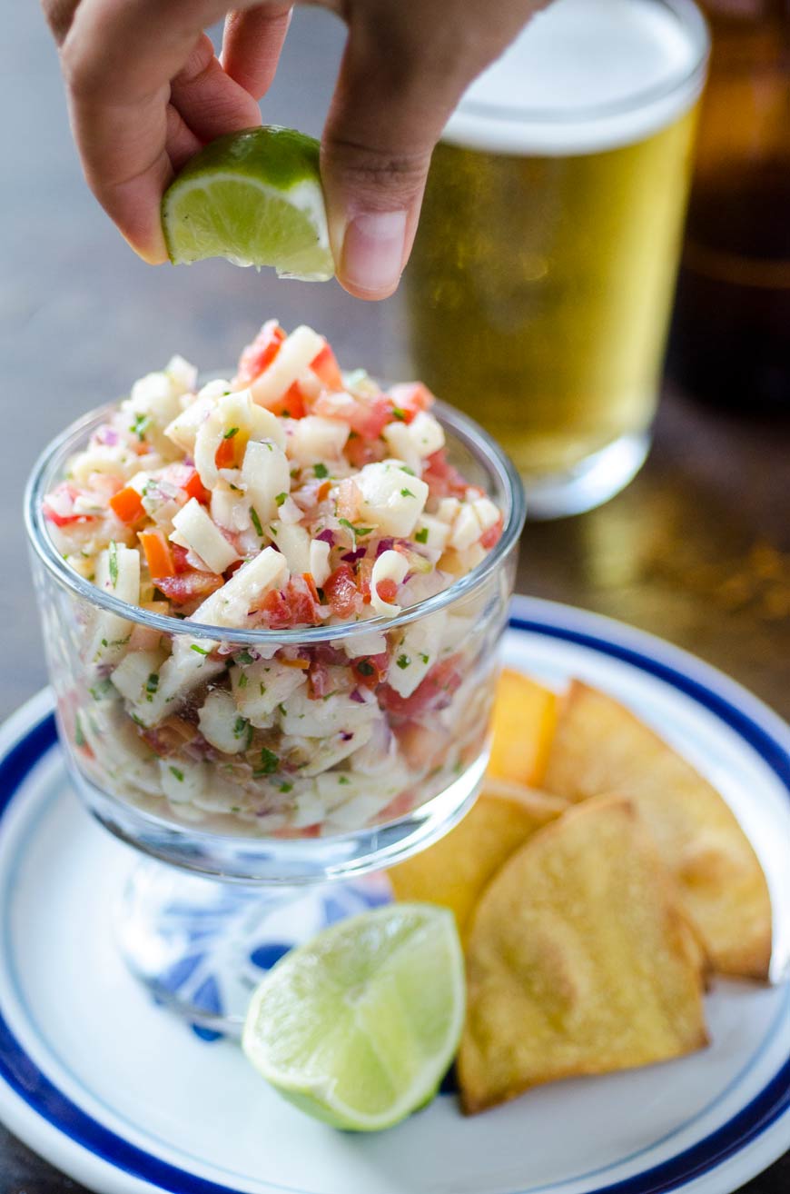 Ceviche vegano de palmitos 