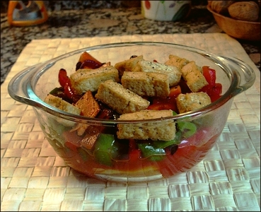 Timbal de verduras y tofu