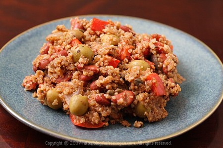 Judías caribeñas y quinoa