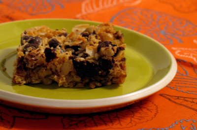 Barritas de chocolate, coco y avena