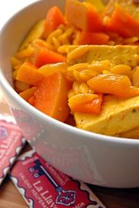 Risotto con tofu, calabaza y albaricoques 