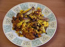 Arroz al horno con legumbres y setas