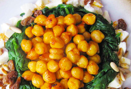 Garbanzos con tofu y mostaza