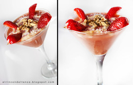 Sorbete de manzana, pera y fresas con amasake y nueces