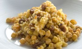 Garbanzos setas arroz