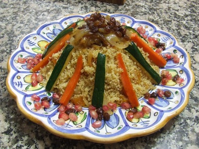 Couscous vegano (cebolla caramelizada y pasas)