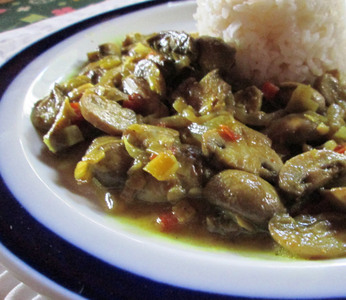  Champiñones con Curry y Leche de Coco