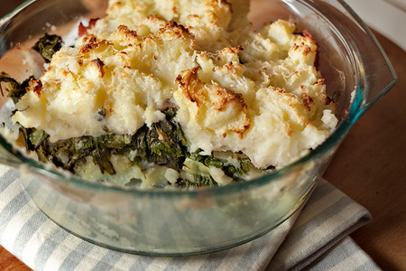 Pastel de verduras con puré 