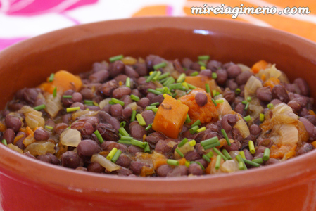 Estofado de azukis con calabaza