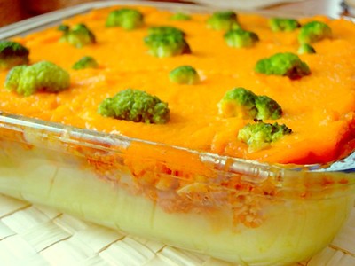 Gratinado de calabaza, patata y soja