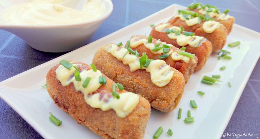 Croquetas veganas con salsa dulce de mostaza