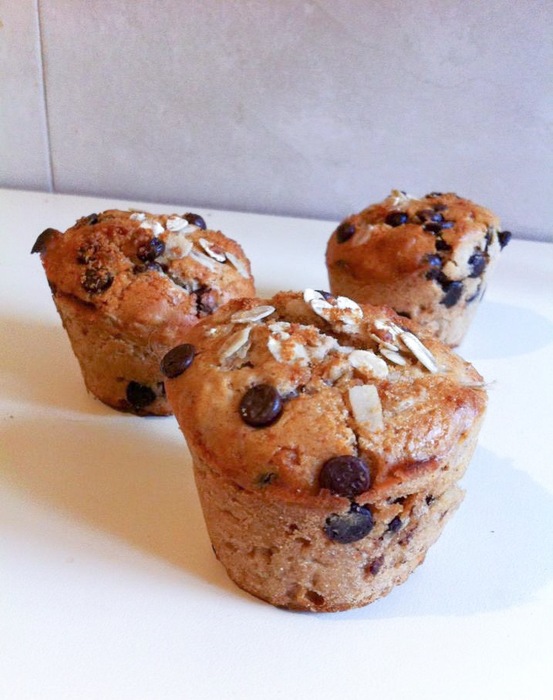 Muffins de avena con pepitas de chocolate