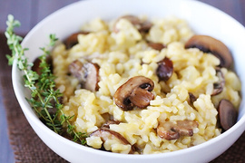 Risotto de champiñones y espárragos