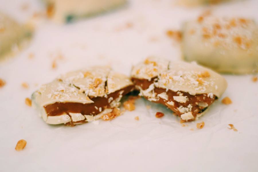 Galletitas con dulce de leche de coco y choco blanco