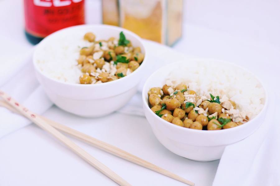 Curry de garbanzos con arroz