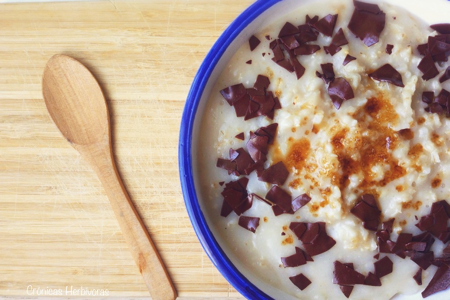 Gachas de avena con chocolate