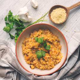 Arroz meloso con calabaza y cúrcuma