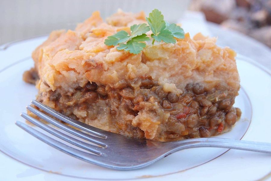 Pastel de patatas y lentejas