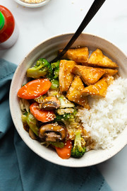 Teriyaki de verduras con tofu